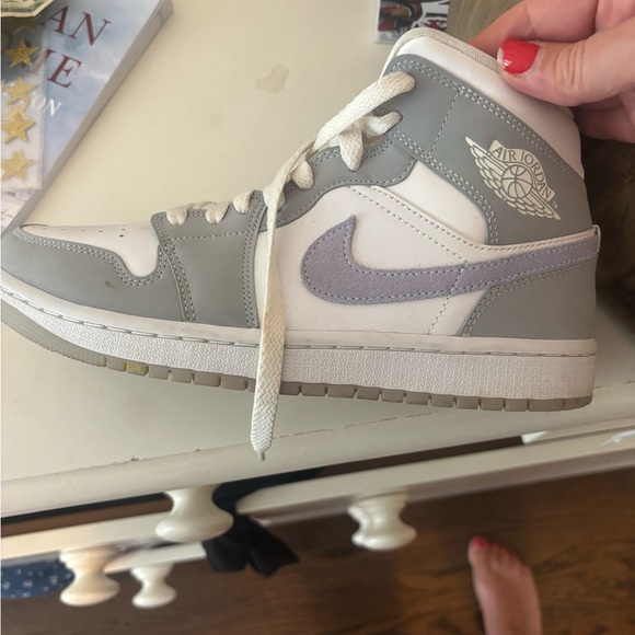 Jordan Shoes - Women's Jordans 1 Gray and White High-Top Sneakers